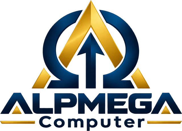 ALPMEGA Computer logo